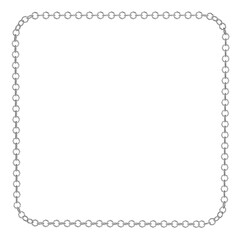 Fototapeta premium A sleek 3D render of a square frame with rounded corners, crafted from classic metal chains. Ideal for modern digital borders or elegant design accents.