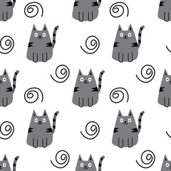 Cute cat cartoon seamless pattern background for wrapping, celebration, holiday, pet, wallpaper and gift