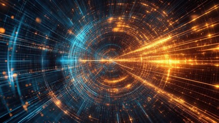 Obraz premium abstract digital tunnel glowing lines futuristic technology back