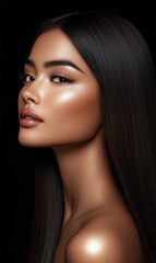 Obraz premium Elegant Beauty Portrait with Long Silky Hair