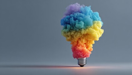 Colorful smoke bulb on grey background