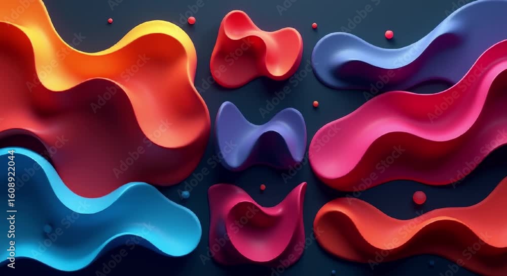 Aufkleber set colorful liquid shapes dark background creating vibrant dynamic composition shapes arranged way 