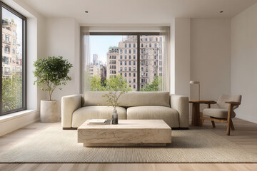 Fototapeta premium photorealistic ultraminimalist interior design showcasing seamless blend of light and shadow