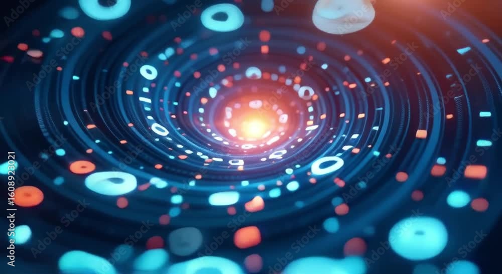 Poster abstract technology background blue orange circular design featuring circles numbers circles arrange