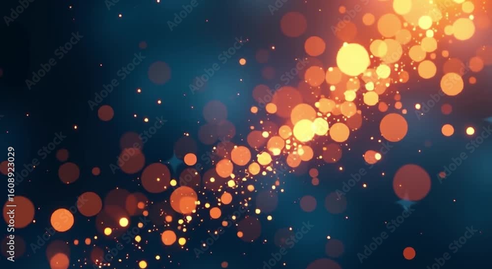 Poster abstract blue background orange bokeh lights creating beautiful mesmerizing effect