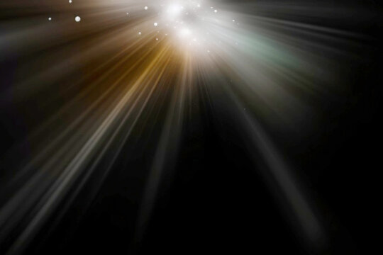 Abstract Golden Light Burst from Top with Shadows and Depth, abstract background with rays