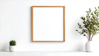 Empty frame on white wall