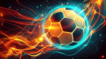 fiery soccer ball abstract art