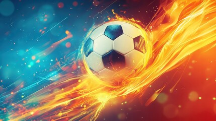 Fototapeta premium fiery soccer ball in motion