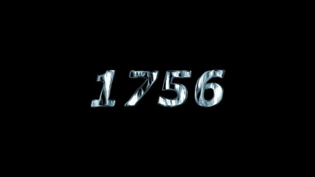 1756 Year Number Metallic Chrome Effect Black Background Historical Date Anniversary Celebration