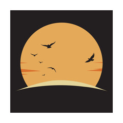 Birds Flying In Front Of Sun