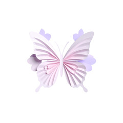 Fototapeta premium Beautiful paper cut style butterfly on white background. 