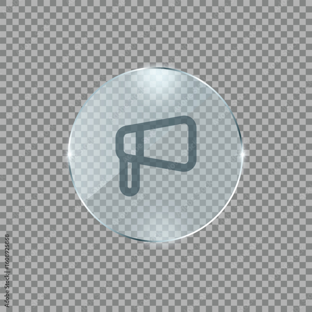 Fototapete Megaphone speaker icon in metallic round button style perfect for announcement marketing promotion or alert symbol in app and web interface

