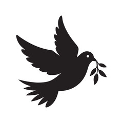Dove Flying Peacefully In Sky Silhouette