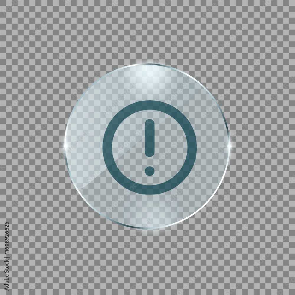 Fototapete exclamation mark alert icon in metallic circle badge perfect for warning caution error message or at