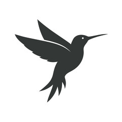 Hummingbird Hovering Near Flowers Silhouette