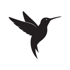 Hummingbird Hovering In Air Silhouette