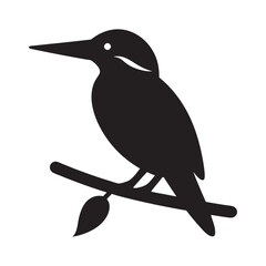 Kingfisher Perched On Branch Silhouette