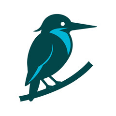 Kingfisher Sitting Still On Twig Silhouette