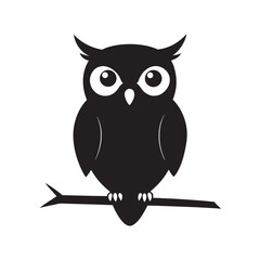 Owl Sitting Still On Forest Branch