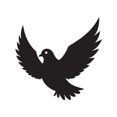 Pigeon Flying Forward In Motion Silhouette