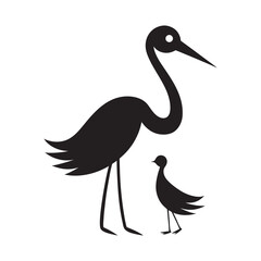 Stork Standing With Baby Bundle Silhouette