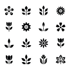 Diverse floral and botanical icons flower leaf