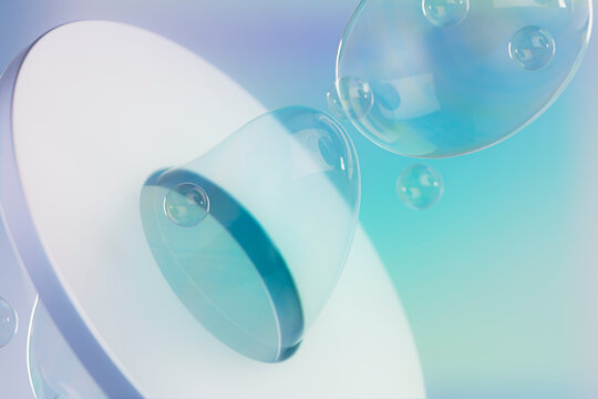 3D liquid soap bubbles in soft pastel tones, ideal for biotech, health, or skincare design.