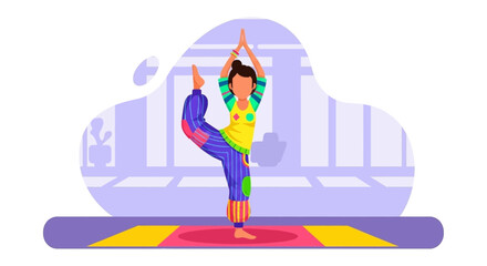 Woman practicing yoga, Natarajasana pose,  perfect for wellness websites or fitness brochures.