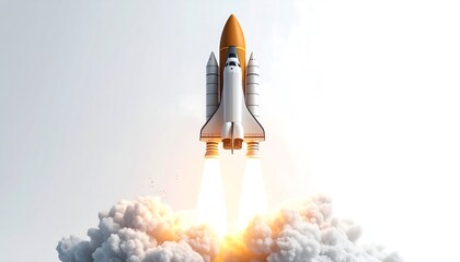 Rocket launch, white smoke