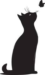 Four black cat silhouettes in different poses on a white background
