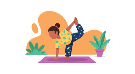 Girl doing yoga pose, perfect for wellness websites or brochures.