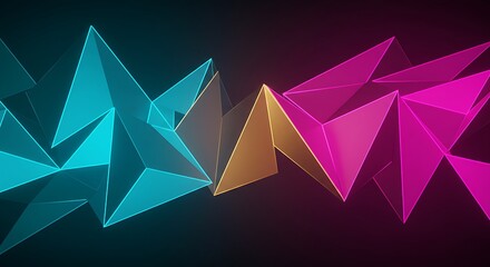 Dynamic vibrant abstract forms glow brilliantly in teal, gold, and magenta for eye catching design