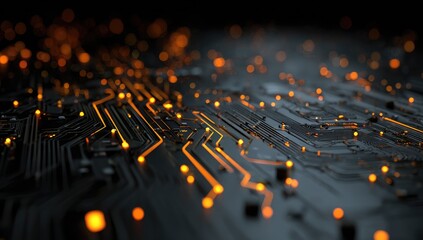 Close-up of glowing circuit board pathways (1)