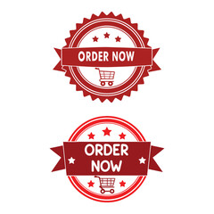 Obraz premium Two red order now badges offer a call to action for online shopping.