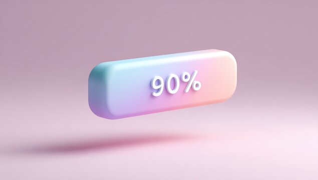 3D pastel button displaying 90%