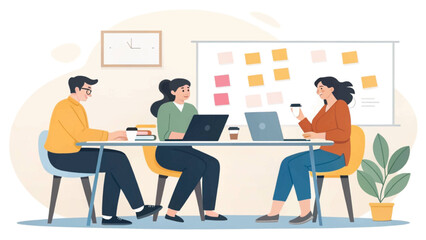 Fototapeta premium Teamwork and Collaboration: Diverse Colleagues Brainstorming at a Modern Office Table