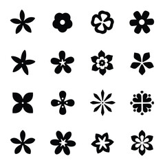 Fototapeta premium Various Black Flower Silhouettes floral bloom