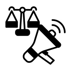 Justice and megaphone illustration for coloring page