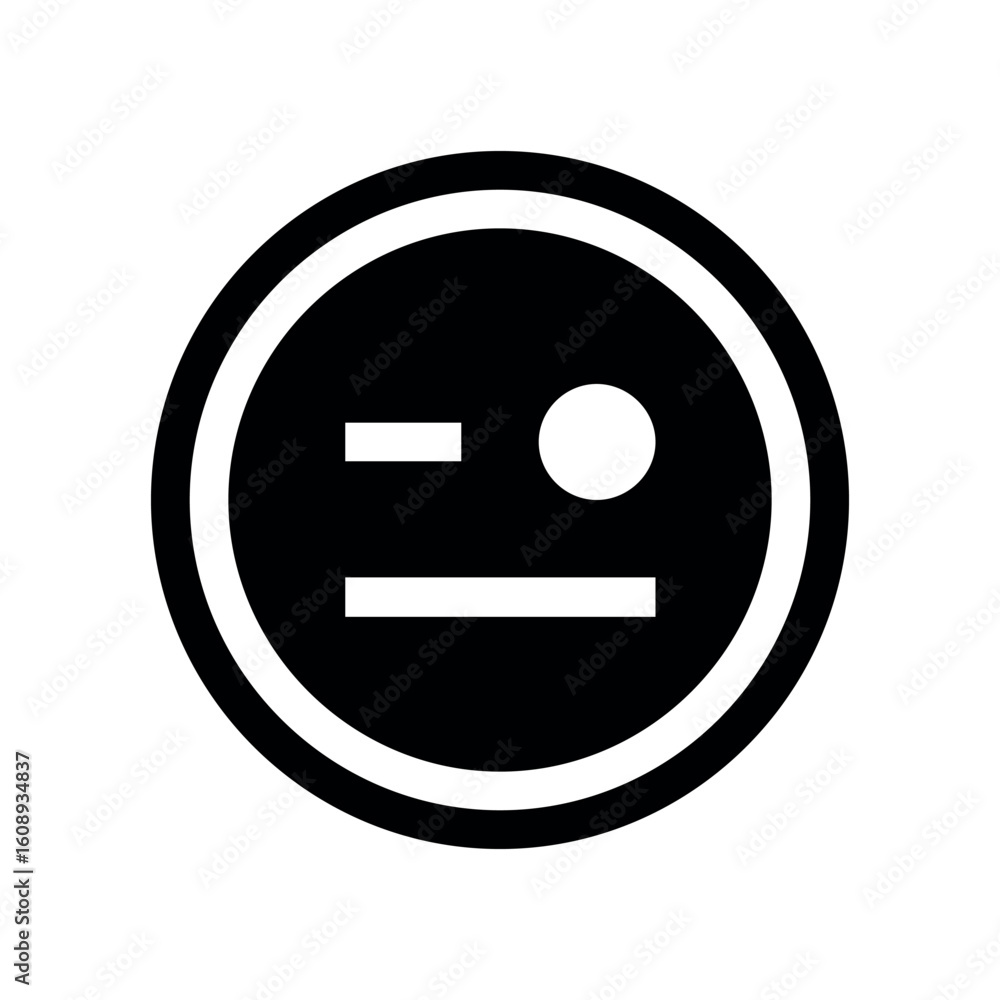 Poster black circular graphic with a white circle and two horizontal lines inside the circular shape design