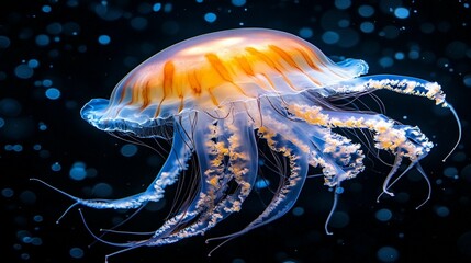 Orange Jellyfish Underwater