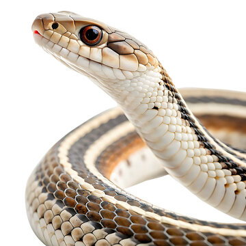 Snake, Eastern Ribbon Snake, known as Thamnophis saurita, close-up, transparent background