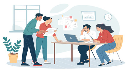 Diverse team collaborating on a project, ideal for website landing pages or business brochures.