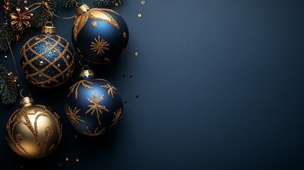 Elegant Blue & Gold Christmas Ornaments