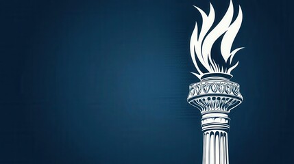 Illustration of a Happy 4th of July Banner design showing an interpretation of a liberty torch