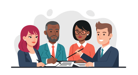 Diverse business team collaborating on a project, perfect for website banners or presentations.