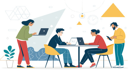 Teamwork, Collaboration, and Innovation: Illustrative Vector for Business Websites and Presentations