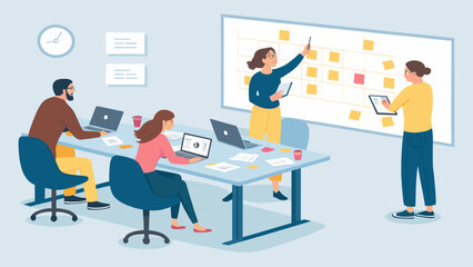 Teamwork, planning, and collaboration: Illustration ideal for project management websites and presentations.