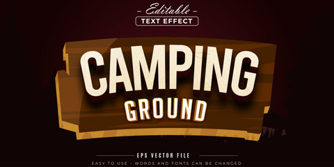 Sign of camping ground, editable text effect.