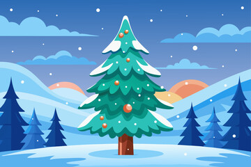 Obraz premium Snow-Covered Christmas Tree in a Winter Forest